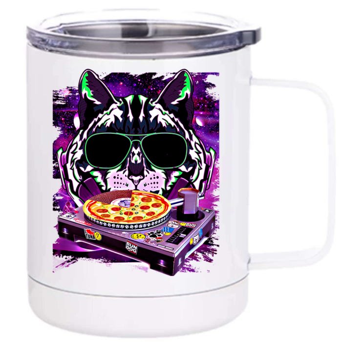 Funny Space Cat Remix Dj Pizza Remix For Cat Galaxy Lovers Cute Gift Front & Back 12oz Stainless Steel Tumbler Cup