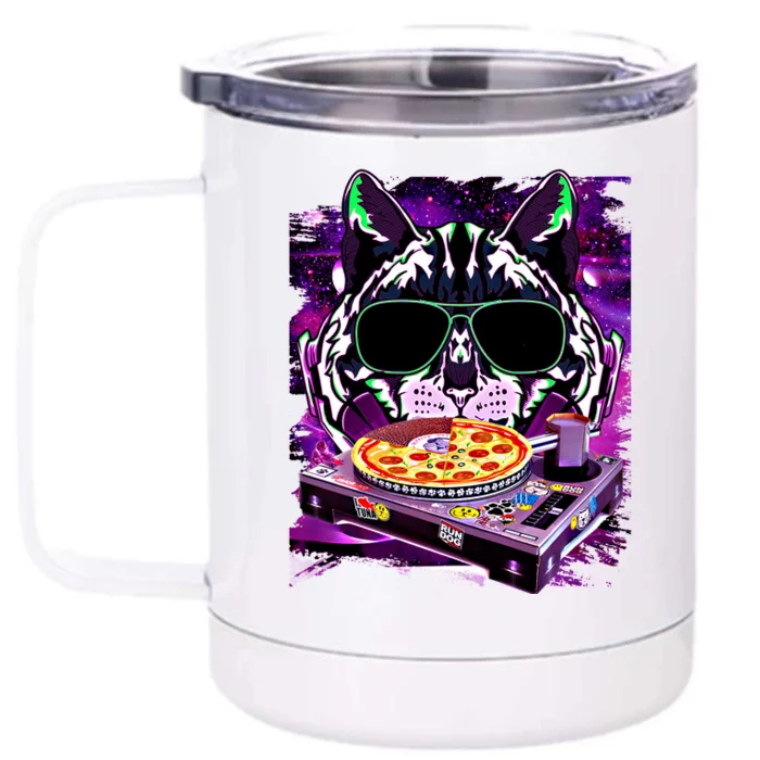 Funny Space Cat Remix Dj Pizza Remix For Cat Galaxy Lovers Cute Gift Front & Back 12oz Stainless Steel Tumbler Cup