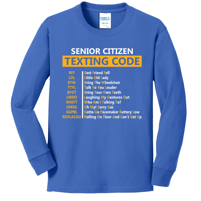 Funny Senior CitizenS Texting Code Design Gift For Grandpa Great Gift Kids Long Sleeve Shirt