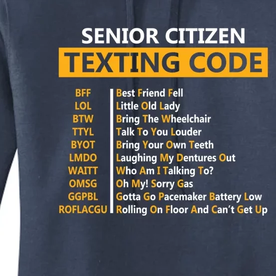 Funny Senior CitizenS Texting Code Design Gift For Grandpa Great Gift Women's Pullover Hoodie