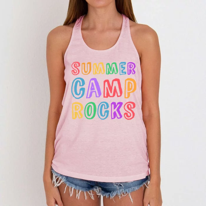 Funny Summer Camp Rocks Staff Counselor Director Nurse Crew Gift Women's Knotted Racerback Tank