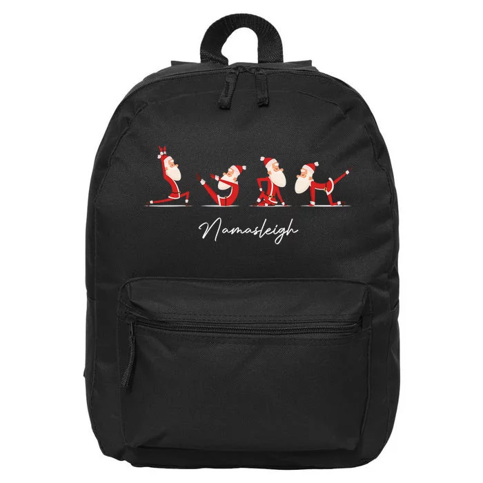 Funny Santa Claus Yoga Pose Namasleigh Namaste Christmas 16 in Basic Backpack