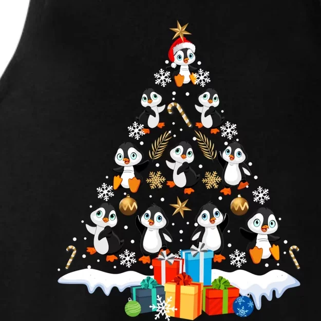 Funny Santa Claus Penguin Xmas Tree Lights Merry Christmas Gift Ladies Tri-Blend Wicking Tank