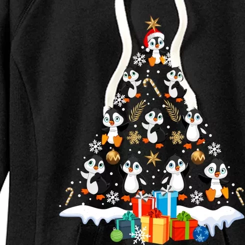 Funny Santa Claus Penguin Xmas Tree Lights Merry Christmas Gift Women's Fleece Hoodie