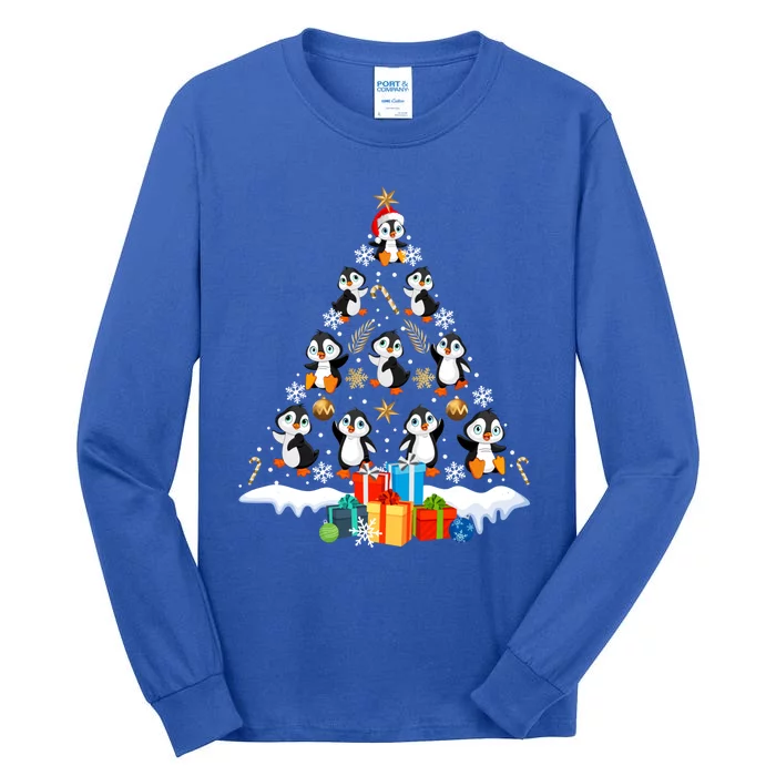 Funny Santa Claus Penguin Xmas Tree Lights Merry Christmas Gift Tall Long Sleeve T-Shirt