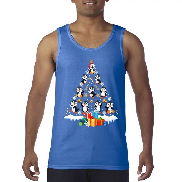 Funny Santa Claus Penguin Xmas Tree Lights Merry Christmas Gift Tank Top