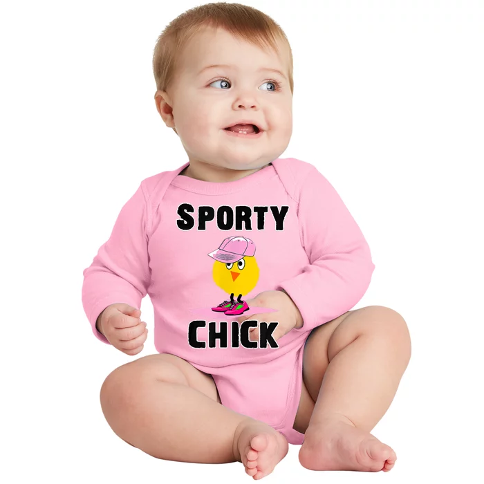 Funny Sporty Chick Women Sports Cute Pink Softball For MotherS Day Baby Long Sleeve Bodysuit