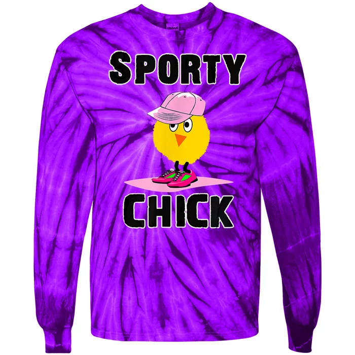 Funny Sporty Chick Women Sports Cute Pink Softball For MotherS Day Tie-Dye Long Sleeve Shirt