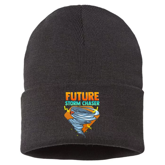 Future Storm Chaser Tornado Hurricane & Thunderstorms Sustainable Knit Beanie