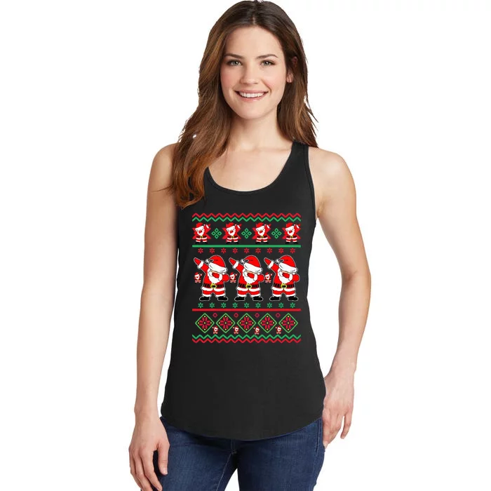 Festive Santa Claus Dabbing Christmas Sweater Ladies Essential Tank