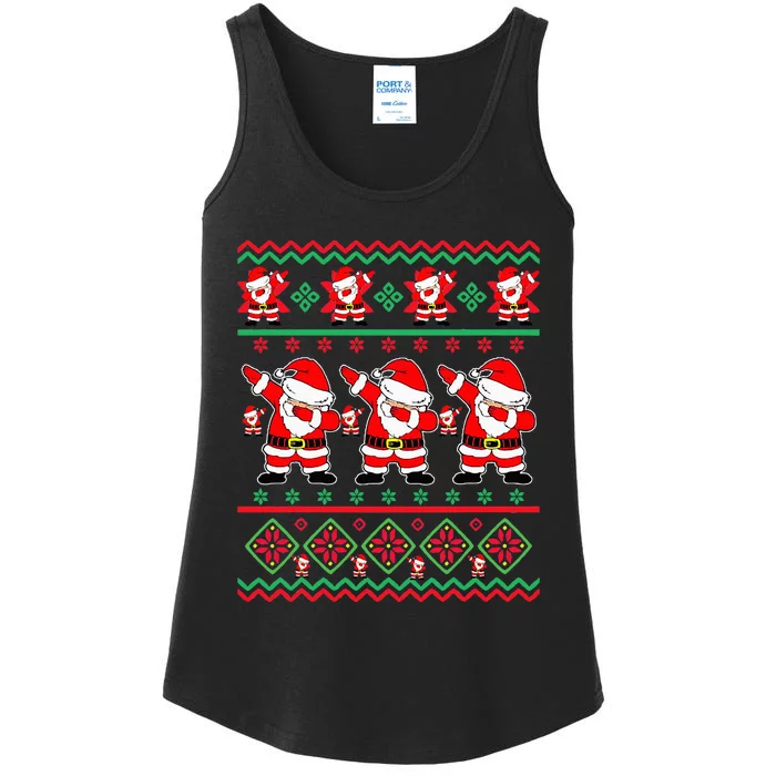 Festive Santa Claus Dabbing Christmas Sweater Ladies Essential Tank