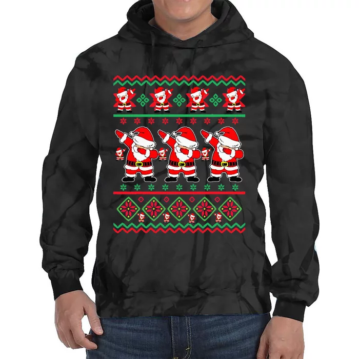 Festive Santa Claus Dabbing Christmas Sweater Tie Dye Hoodie