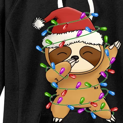 Funny Sloth Christmas Dabbing Cool Gift Women's Fleece Hoodie