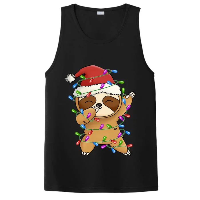 Funny Sloth Christmas Dabbing Cool Gift Performance Tank