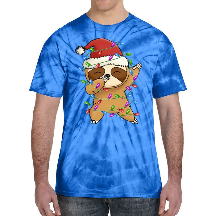 Funny Sloth Christmas Dabbing Cool Gift Tie-Dye T-Shirt