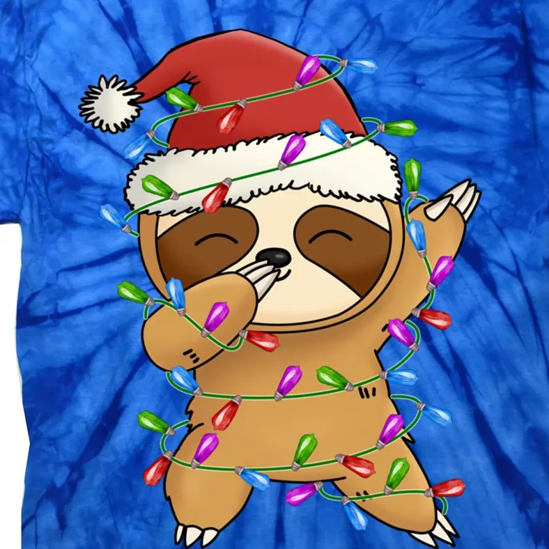 Funny Sloth Christmas Dabbing Cool Gift Tie-Dye T-Shirt