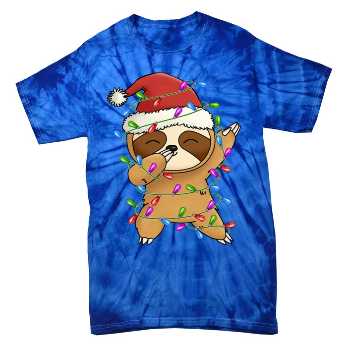 Funny Sloth Christmas Dabbing Cool Gift Tie-Dye T-Shirt