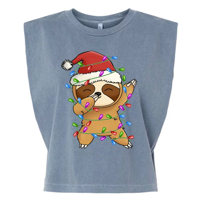 Funny Sloth Christmas Dabbing Cool Gift Garment-Dyed Women's Muscle Tee