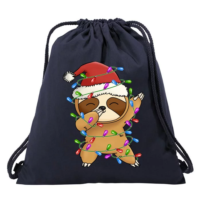 Funny Sloth Christmas Dabbing Cool Gift Drawstring Bag