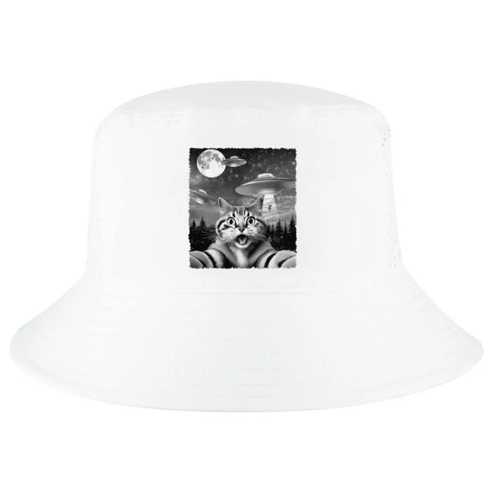 Funny Scared Cat Selfie With Ufos Gift Idea Cool Comfort Performance Bucket Hat