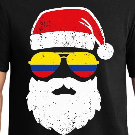 Funny Santa Claus Face Sunglasses Colombia Flag Pajama Set