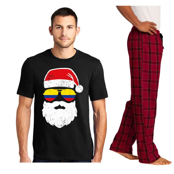 Funny Santa Claus Face Sunglasses Colombia Flag Pajama Set