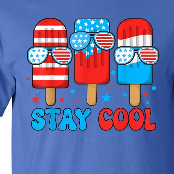 Funny Stay Cool 4th July Popsicle Usa Flag Boy Gift Tall T-Shirt