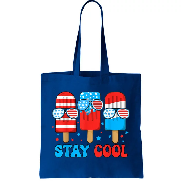 Funny Stay Cool 4th July Popsicle Usa Flag Boy Gift Tote Bag