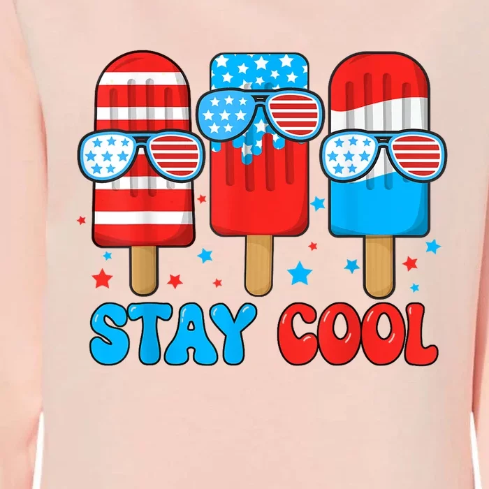 Funny Stay Cool 4th July Popsicle Usa Flag Boy Gift Womens California Wash Sweatshirt