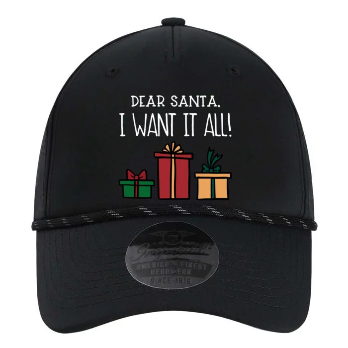 Funny Santa Christmas Holiday Gift Dear Santa I Want It All Gift Performance The Dyno Cap