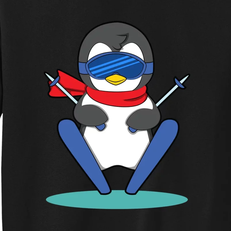 Funny Skiing Cute Penguin Gift For Fan Ski Tall Sweatshirt