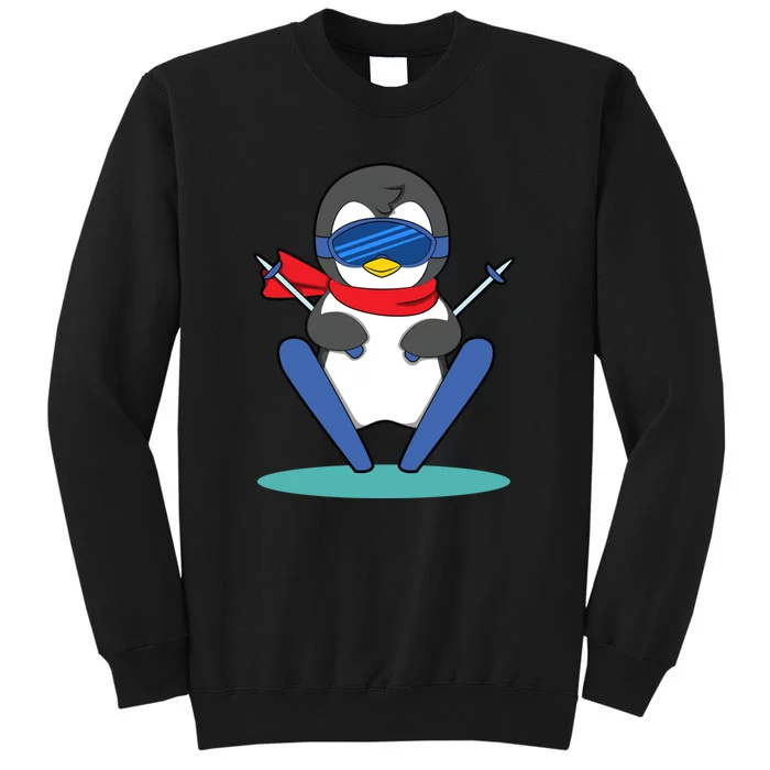 Funny Skiing Cute Penguin Gift For Fan Ski Tall Sweatshirt