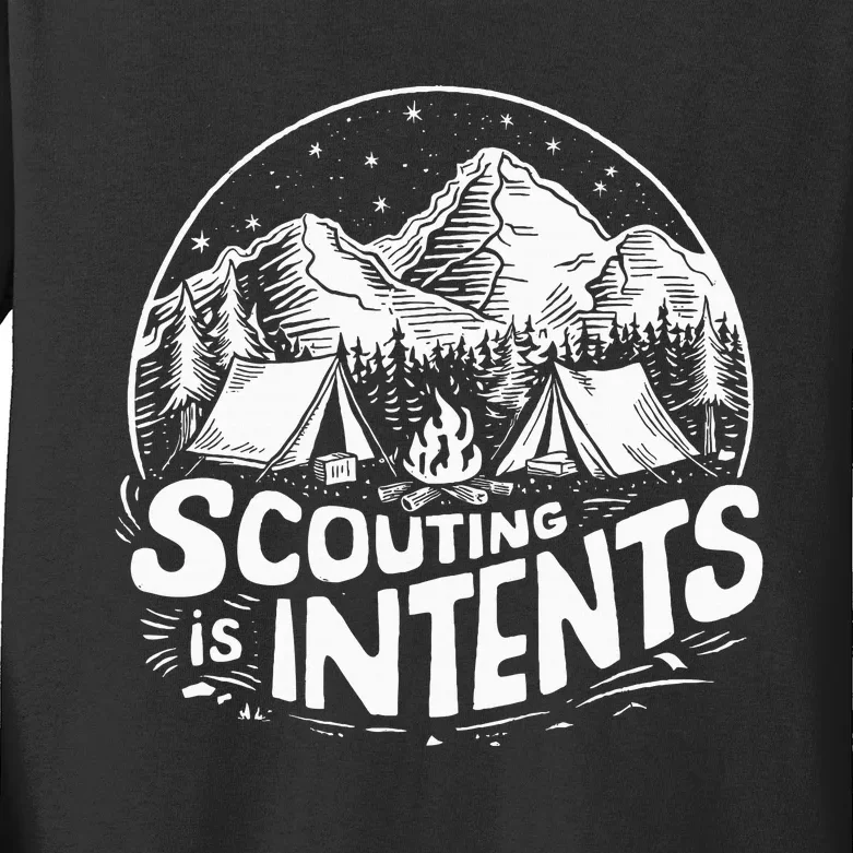 Funny Scout Camper Scouting Is Intents Camping Outdoor Kids Long Sleeve Shirt