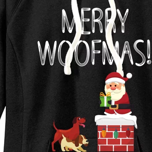 Funny Santa Claus Merry Woofmas Christmas Xmas Dog Lover Gift Women's Fleece Hoodie