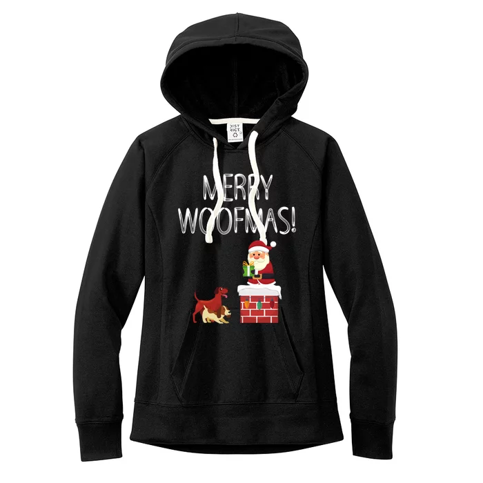 Funny Santa Claus Merry Woofmas Christmas Xmas Dog Lover Gift Women's Fleece Hoodie