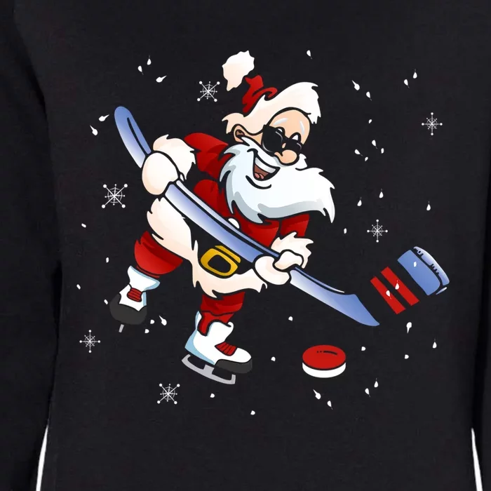 Funny Santa Christmas Ice Hockey Love Playing Celebrate Xmas Gift Womens California Wash Sweatshirt