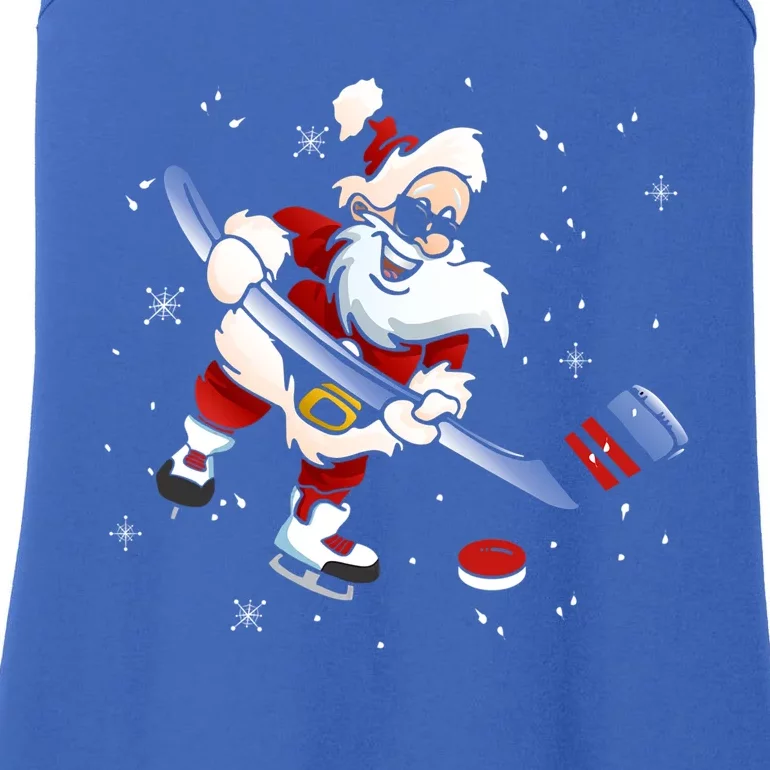 Funny Santa Christmas Ice Hockey Love Playing Celebrate Xmas Gift Ladies Essential Tank