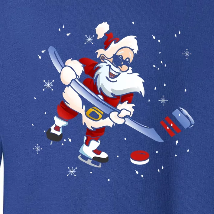 Funny Santa Christmas Ice Hockey Love Playing Celebrate Xmas Gift Toddler Sweatshirt