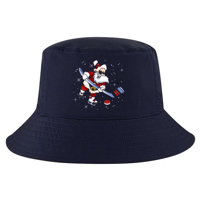 Funny Santa Christmas Ice Hockey Love Playing Celebrate Xmas Gift Cool Comfort Performance Bucket Hat