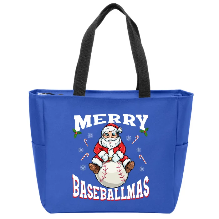 Funny Santa Claus Sitting On A Baseball Funny Christmas Gift Zip Tote Bag