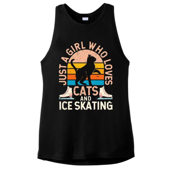 Figure Skater Cat Just A Girl Who Loves Cats And Ice Skating Ladies Tri-Blend Wicking Tank