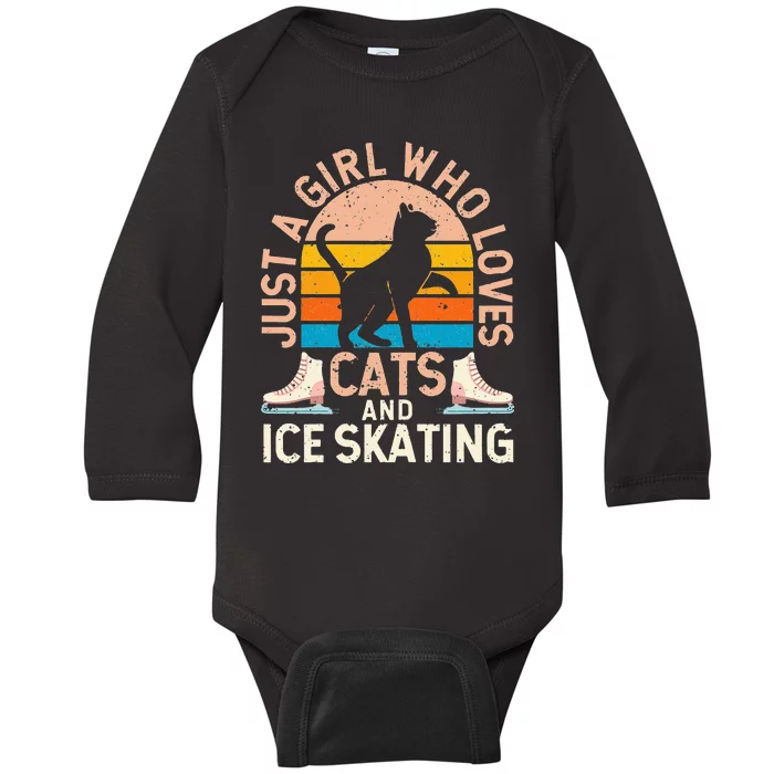 Figure Skater Cat Just A Girl Who Loves Cats And Ice Skating Baby Long Sleeve Bodysuit