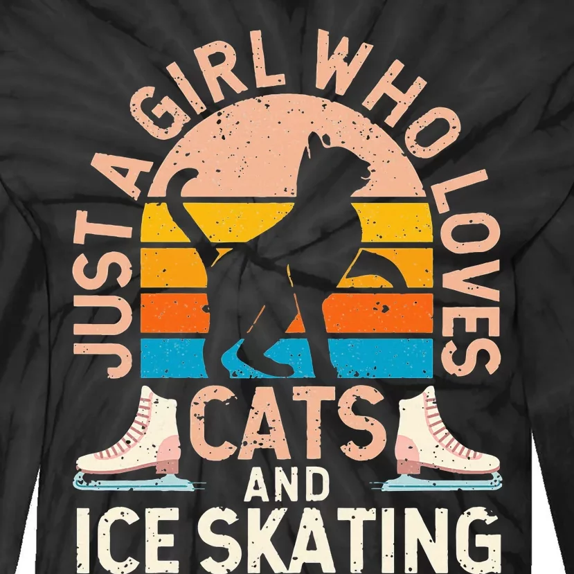 Figure Skater Cat Just A Girl Who Loves Cats And Ice Skating Tie-Dye Long Sleeve Shirt