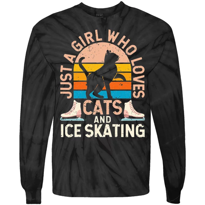 Figure Skater Cat Just A Girl Who Loves Cats And Ice Skating Tie-Dye Long Sleeve Shirt