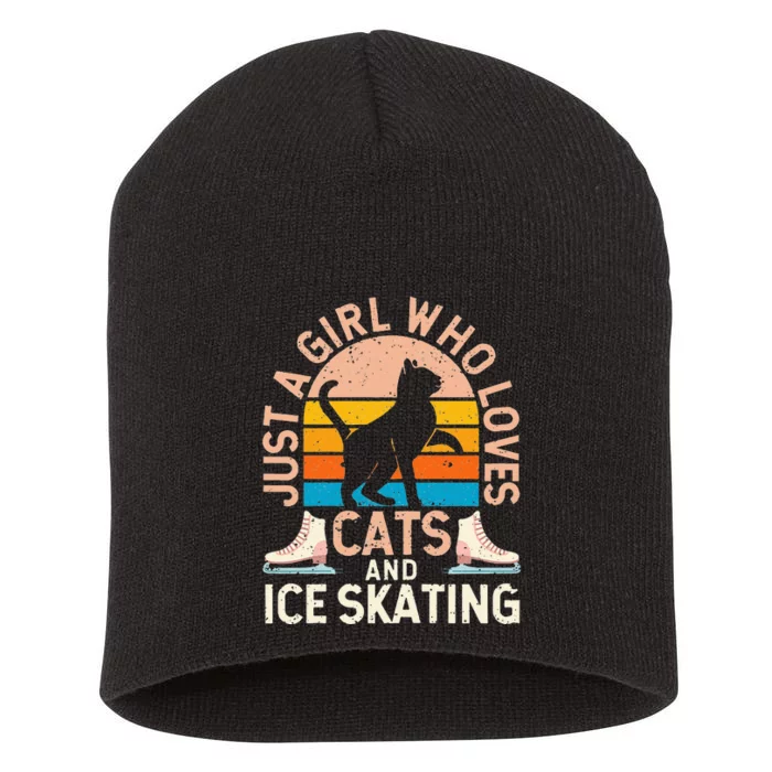 Figure Skater Cat Just A Girl Who Loves Cats And Ice Skating Short Acrylic Beanie