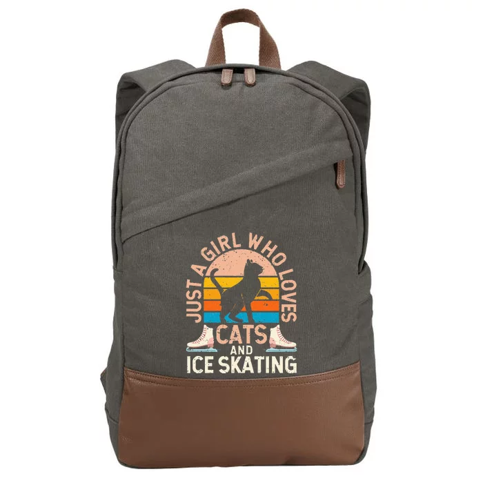 Figure Skater Cat Just A Girl Who Loves Cats And Ice Skating Cotton Canvas Backpack