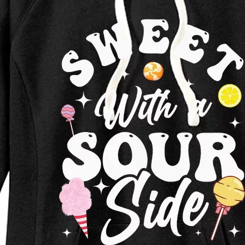 Funny Sweets Candy Patch Sweet With A Sour Side Women's Fleece Hoodie