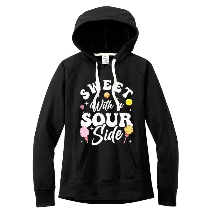 Funny Sweets Candy Patch Sweet With A Sour Side Women's Fleece Hoodie