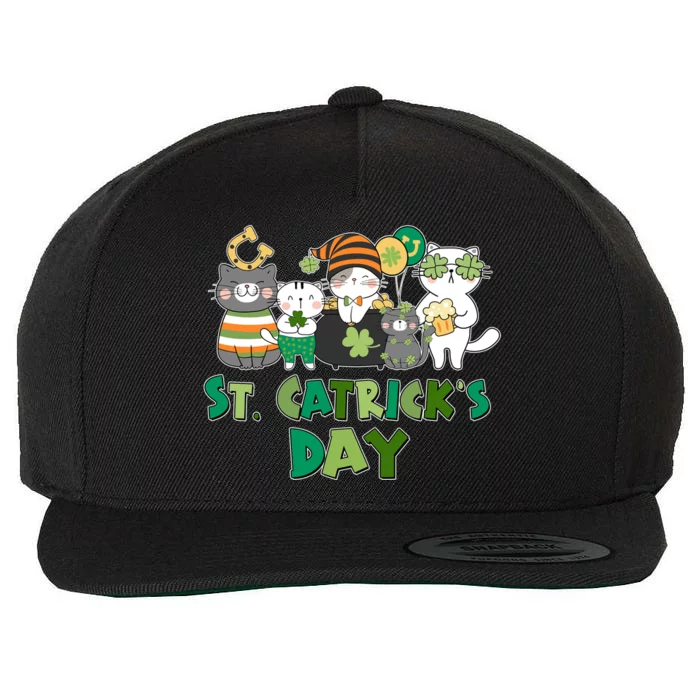 Funny St Catrick's Day St Patrick's Day Cats Wool Snapback Cap