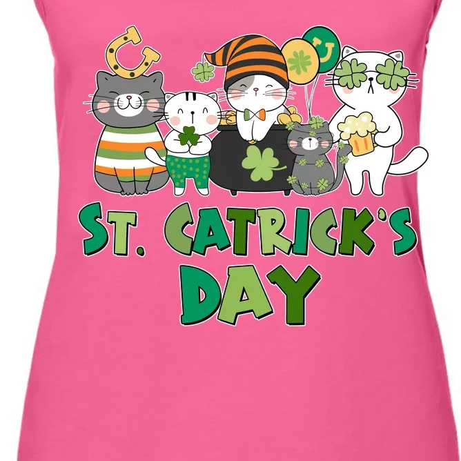 Funny St Catrick's Day St Patrick's Day Cats Women's Racerback Tank